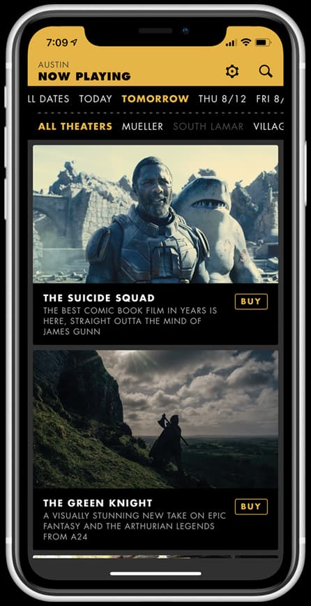 Alamo Drafthouse app screenshot